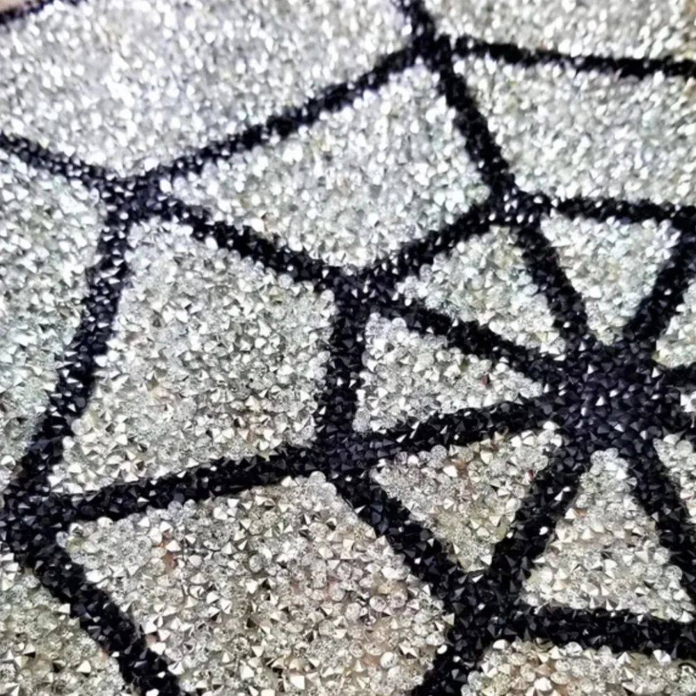 x4 Sparkles Home Spider Web Halloween Luminous Rhinestone Placemats Charger Set